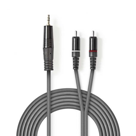 Sztereó audiokábel | 3.5 mm Dugasz | 2x RCA Dugasz | Nikkelezett | 1.50 m | Kerek | Sötét Szürke | Kartondoboz