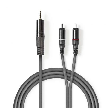 Sztereó audiokábel | 3.5 mm Dugasz | 2x RCA Dugasz | Nikkelezett | 3.00 m | Kerek | Sötét Szürke | Kartondoboz