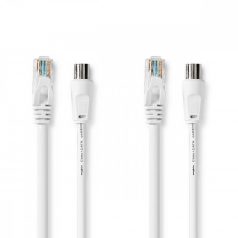   Koax és Cat6 Combi Cable | IEC (Koax) Dugasz / RJ45 Dugasz | IEC (Koax) Aljzat / RJ45 Dugasz | Nikkelezett | RG58 | 75 Ohm | Dupla Szigeteléssel | 3.00 m | Kerek | PVC | Fehér | Boríték