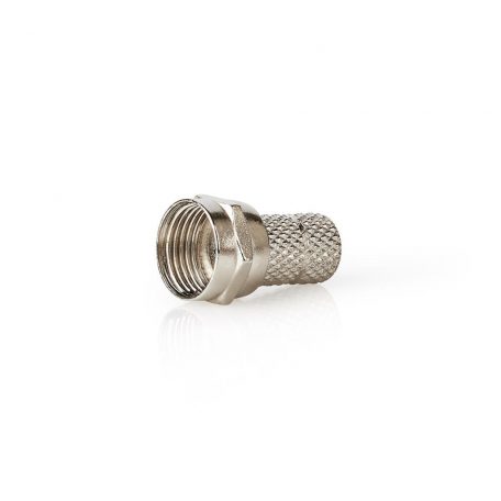 F-csatlakozó | Egyenes | Dugasz | Nikkelezett | 75 Ohm | Rácsavarható | Bemenő kábel átmérő: 5.0 mm | Zinc Alloy | Ezüst | 25 db | Műanyag Zacskó