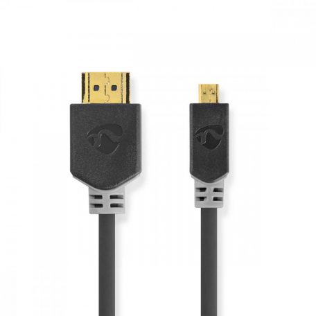 Nagy Sebességű HDMI ™ kábel Ethernet | HDMI™ Csatlakozó | HDMI™ Micro Csatlakozó | 4K@30Hz | 10.2 Gbps | 2.00 m | Kerek | PVC | Antracit | Ablakos Doboz