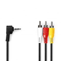   Audio Video kábel | 3.5 mm Dugasz | 3x RCA Dugasz | Nikkelezett | 2.00 m | Kerek | PVC | Fekete