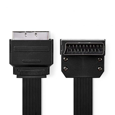 SCART kábel | SCART Dugasz | SCART Dugasz | Nikkelezett | 480p | 2.00 m | Lapos | PVC | Fekete | Label