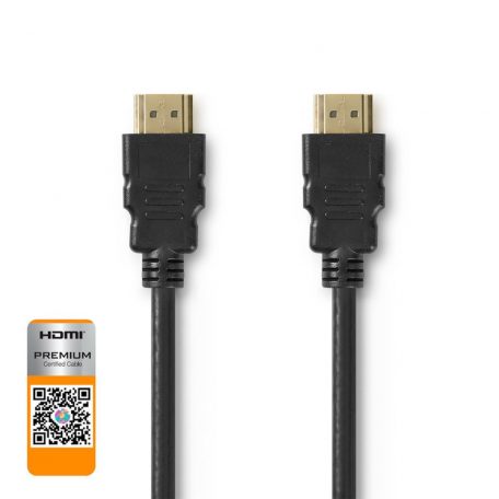 Premium Nagysebességű HDMI ™ kábel Ethernet | HDMI™ Csatlakozó | HDMI™ Csatlakozó | 4K@60Hz | 18 Gbps | 5.00 m | Kerek | PVC | Fekete | Boríték