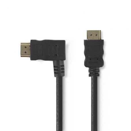 Nagy Sebességű HDMI ™ kábel Ethernet | Bal Hooked HDMI ™ csatlakozó | HDMI™ Csatlakozó | 4K@30Hz | 10.2 Gbps | 1.50 m | Kerek | PVC | Fekete | Boríték