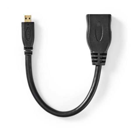 Nagy Sebességű HDMI ™ kábel Ethernet | HDMI™ Micro Csatlakozó | HDMI™ Kimenet | 4K@30Hz | 10.2 Gbps | 0.20 m | Kerek | PVC | Fekete | Boríték