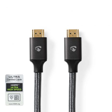 Ultra High Speed ​​HDMI ™ kábel | HDMI™ Csatlakozó | HDMI™ Csatlakozó | 8K@60Hz | 48 Gbps | 2.00 m | Kerek | 6.3 mm | Antracit / Gun Metal Szürke | Ablakos Fedő Doboz