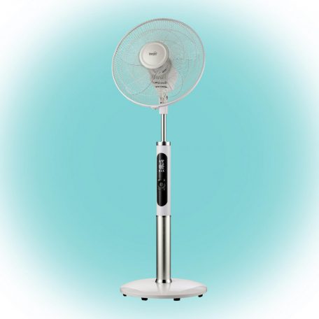 Home SFR 40 3D álló ventilátor, 60 W, 3 fokozat, 40 cm-es lapátátmérő, 3D-s oszcillálás, távirányító, átlátszó lapát, LED kijelző, fehér