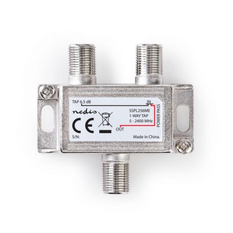 Műholdvevő elosztó | 5 - 2400 MHz | 6.0 dB | Bemenetek száma: 1 | Kimenő csatlakozók száma: 1 | Impedancia: 75 Ohm | Zinc | Ezüst