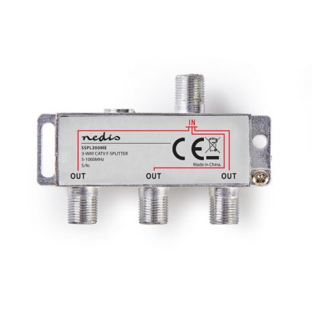 CATV Splitter | 5 - 1000 MHz | Beszúrási veszteség: 6.8 dB | Kimenő csatlakozók száma: 3 | 75 Ohm | Zinc Alloy