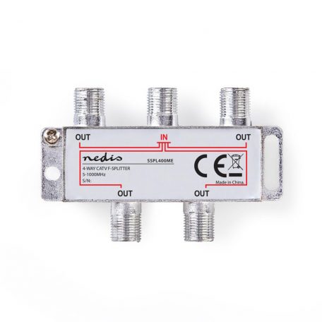 CATV Splitter | 5 - 1000 MHz | Beszúrási veszteség: 8.0 dB | Kimenő csatlakozók száma: 4 | 75 Ohm | Zinc Alloy