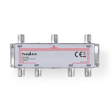 CATV Splitter | 5 - 1000 MHz | Beszúrási veszteség: 10.0 dB | Kimenő csatlakozók száma: 6 | 75 Ohm | Zinc