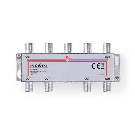 CATV Splitter | 5 - 1000 MHz | Beszúrási veszteség: 11.0 dB | Kimenő csatlakozók száma: 8 | 75 Ohm | Zinc