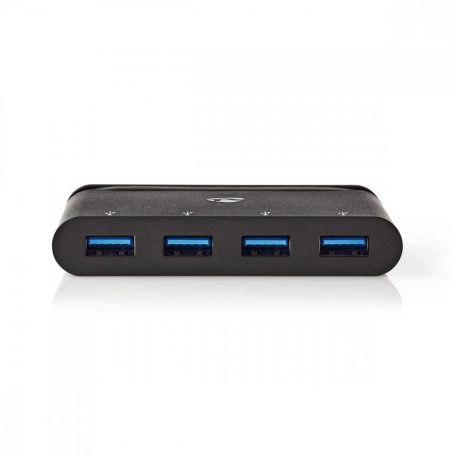 USB Többportos Adapter | USB 3.2 Gen 1 | USB-C™ Dugasz | 4x USB-A | Kerek | Nikkelezett | Fekete | Ablakos Doboz Euro Lock Zárral