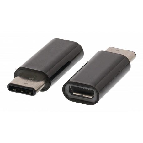 USB 2.0 Adapter USB-C Dugó - USB Micro B Dugó Fekete