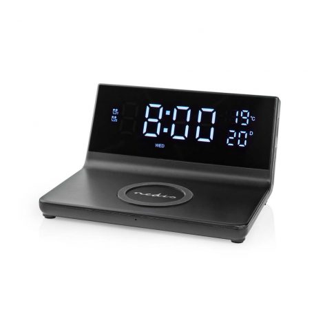 Alarm clock wireless charger | Qi szabványú | 5 / 7.5 / 10 / 15 W | USB-A Dugasz | 2 Riasztási Idők | Szundi funkció