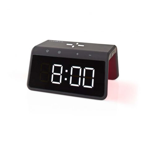 Alarm clock wireless charger | Qi szabványú | 5 / 7.5 / 10 / 15 W | USB-A Dugasz | Éjszakai Fény | 2 Riasztási Idők | Szundi funkció