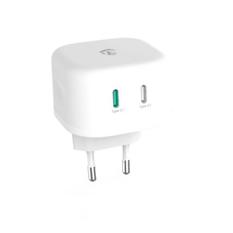 Fali Töltő | 45 W | GaN | Gyors töltés funkció | 2.25 A / 3.0 A | Kimenő csatlakozók száma: 2 | 2x USB-C™ | Automatikus Feszültség Kiválasztás