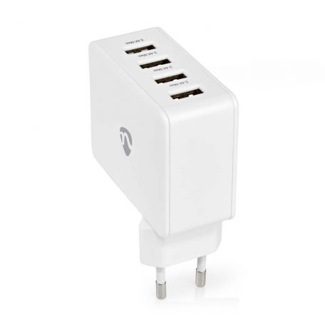 Fali Töltő | 24 W | Gyors töltés funkció | 4x 2.4 A | Kimenő csatlakozók száma: 4 | 4x USB-A | Nincs Kábel Mellékelve | Single Voltage Output