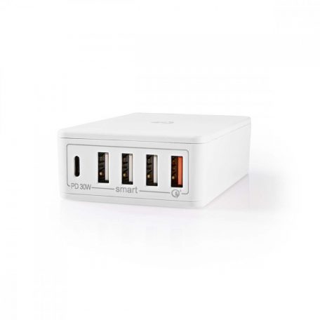 Fali Töltő | 2x 3.0 A / 3x 2.4 A | Kimenő csatlakozók száma: 5 | Csatlakozó típusa: 1x USB-C™ / 4x USB-A | Nincs Kábel Mellékelve | 63 W | Automatikus Feszültség Kiválasztás