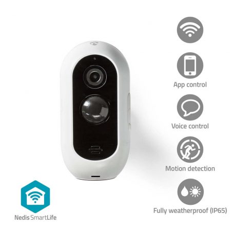 SmartLife kültéri kamera | Wi-Fi | Full HD 1080p | IP65 | Max. akku élettartam: 6 Hónap | Felhőalapú Tárolás (opcionális) / microSD (nem tartozék) | 5 V DC | Mozgásérzékelővel | Éjjellátó | Fehér