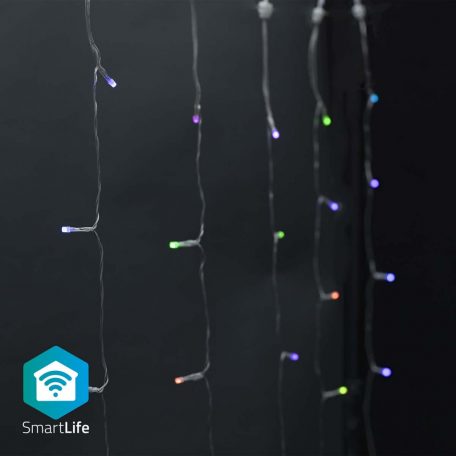 SmartLife Karácsonyi Fények | Függöny | Wi-Fi | RGB | 180 db. LED | 3 m | Android™ / IOS