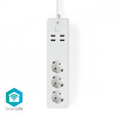   SmartLife elosztót | Wi-Fi | 3x Földelt csatlakozó (CEE 7/3) / 4 x USB | 16 A | 3680 W | 1.8 m | -10 - 40 °C | Android™ / IOS | Fehér