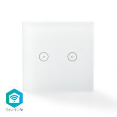   SmartLife fali kapcsoló | Wi-Fi | Dupla | Fali Tartó | 1000 W | Android™ / IOS | Üveg | Fehér