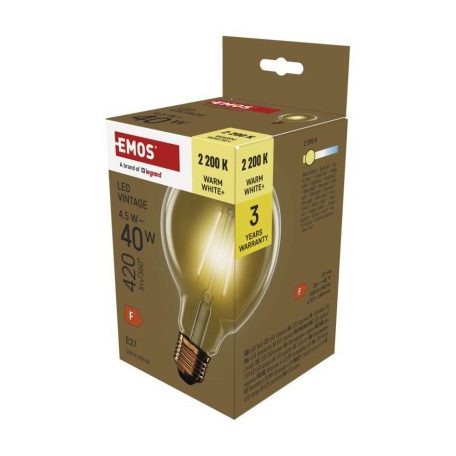 LED izzó Vintage G95 / E27 / 4,5 W (40 W) / 420 lm / Meleg fehér