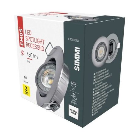 EMOS SIMMI LED spotlámpa 5W 450lm IP20 term. fehér