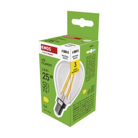 LED izzó Filament Mini Globe / E14 / 1,8 W (25 W) / 250 lm / Természetes fehér