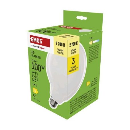 LED izzó Filament G125 / E27 / 11 W (100 W) / 1521 lm / Meleg fehér