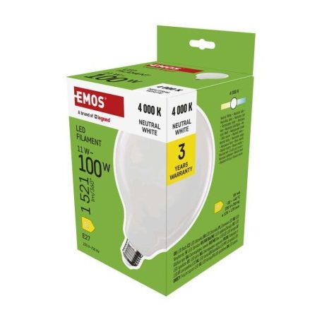 LED izzó Filament G125 / E27 / 11 W (100 W) / 1521 lm / Természetes fehér