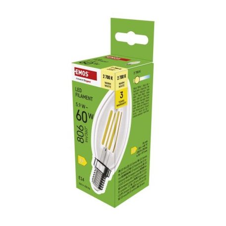 LED izzó Filament gyertya / E14 / 5,9 W (60 W) / 806 lm / Meleg fehér