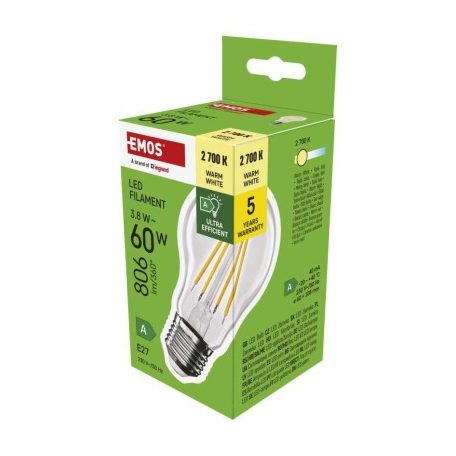 LED izzó Filament A60 A CLASS/ E27 / 3,8 W (60 W) / 806 lm / meleg fehér