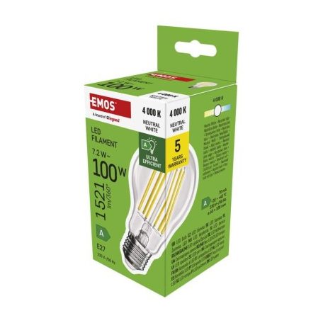 LED izzó Filament A60 A CLASS / E27 / 7,2 W (100 W) / 1521 lm / természetes fehér