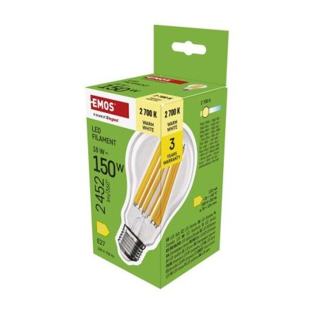 LED izzó Filament A70 / E27 / 18 W (150 W) / 2452 lm / Meleg fehér