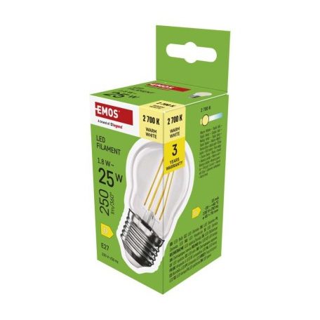 LED izzó Filament Mini Globe / E27 / 1,8 W (25 W) / 250 lm / Meleg fehér