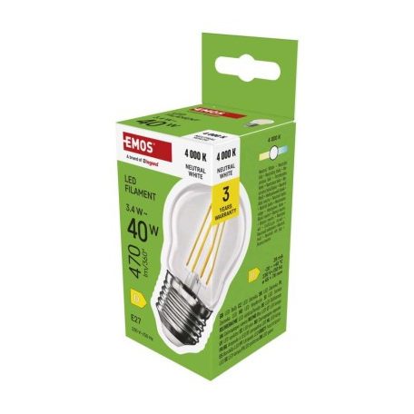 LED izzó Filament Mini Globe / E27 / 3,4 W (40 W) / 470 lm / Természetes fehér