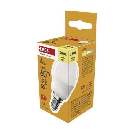 LED izzó Basic Mini Globe / E14 / 9,4 W (60 W) / 806 lm / Meleg fehér