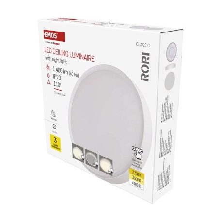 LED felületi lámpatest RORI kerek, fehér, 17W, CCT