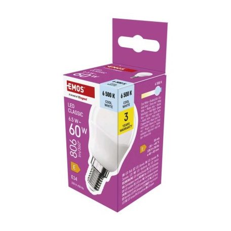 LED izzó Classic Mini Globe / E14 / 6,5 W (60 W) / 806 lm / Hideg fehér