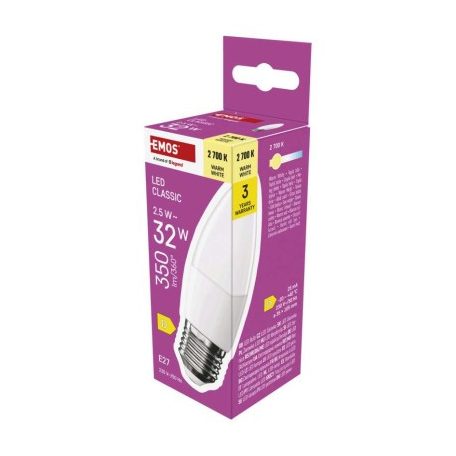 LED izzó Classic gyertya / E27 / 2,5 W (32 W) / 350 lm / Meleg fehér