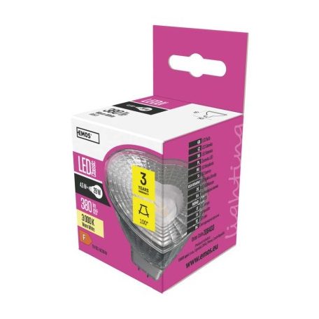 LED izzó Classic MR16 / GU5,3 / 4,5 W (28 W) / 380 lm / meleg fehér