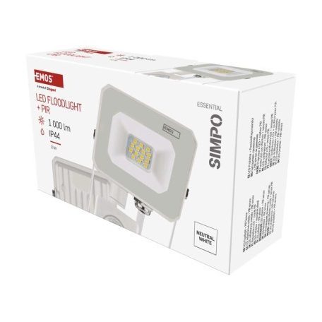 LED reflektor SIMPO 10W 1000LM IP44 PIR semleges fehér