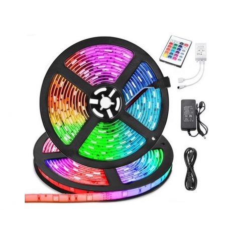 GLO RGB öntapadós led szalag távirányítóval 5 m  ip44 rgb5050 led Színváltó táppal együtt 12v/5A 60w